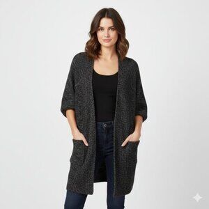 Aritzia Babaton Javier Cardigan Sweater Cocoon Open Front Mohair Wool Black XXS